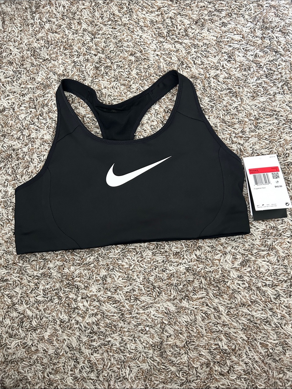 Nike Black Racerback Sports Bra with White Swoosh - Picture 4 of 8